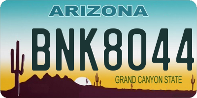 AZ license plate BNK8044