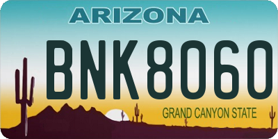 AZ license plate BNK8060