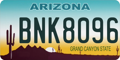 AZ license plate BNK8096