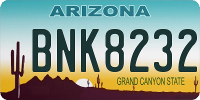AZ license plate BNK8232
