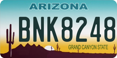 AZ license plate BNK8248