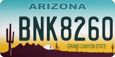 AZ license plate BNK8260