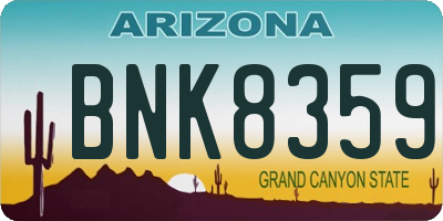 AZ license plate BNK8359