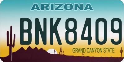 AZ license plate BNK8409