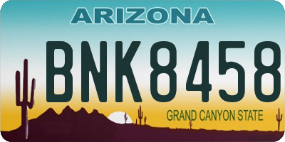 AZ license plate BNK8458