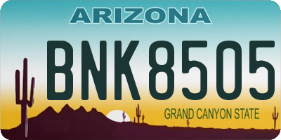 AZ license plate BNK8505