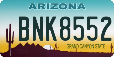 AZ license plate BNK8552