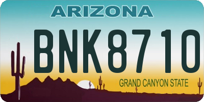 AZ license plate BNK8710