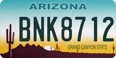 AZ license plate BNK8712