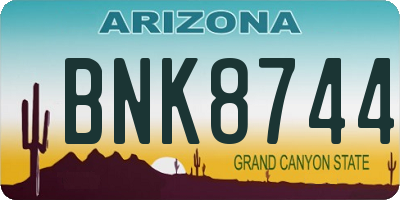 AZ license plate BNK8744
