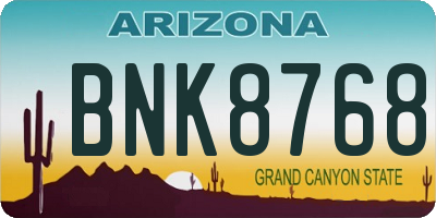 AZ license plate BNK8768
