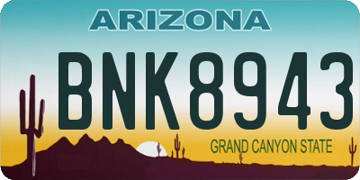 AZ license plate BNK8943