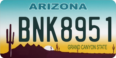 AZ license plate BNK8951