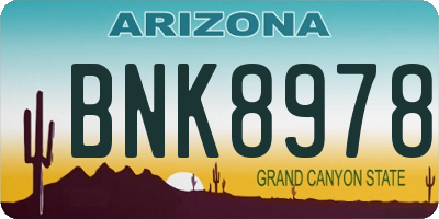 AZ license plate BNK8978