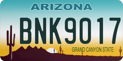AZ license plate BNK9017
