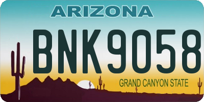 AZ license plate BNK9058
