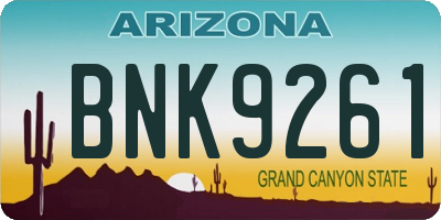 AZ license plate BNK9261