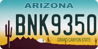 AZ license plate BNK9350