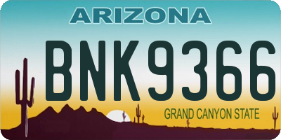 AZ license plate BNK9366