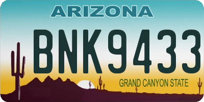 AZ license plate BNK9433
