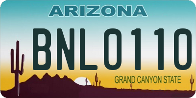AZ license plate BNL0110