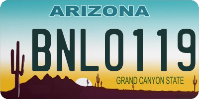 AZ license plate BNL0119