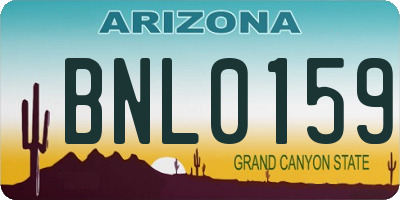 AZ license plate BNL0159