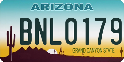 AZ license plate BNL0179