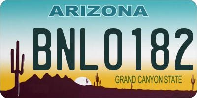 AZ license plate BNL0182