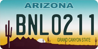 AZ license plate BNL0211