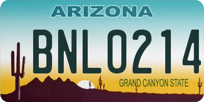 AZ license plate BNL0214