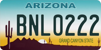 AZ license plate BNL0222
