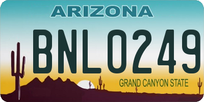 AZ license plate BNL0249