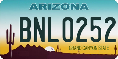 AZ license plate BNL0252