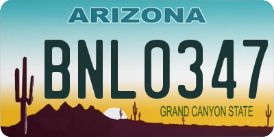 AZ license plate BNL0347
