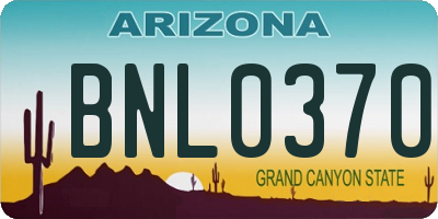 AZ license plate BNL0370