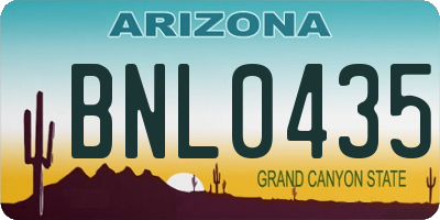 AZ license plate BNL0435
