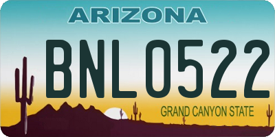 AZ license plate BNL0522