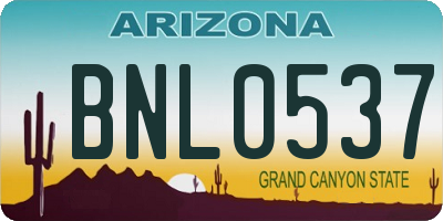 AZ license plate BNL0537
