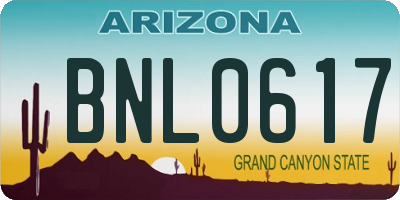 AZ license plate BNL0617
