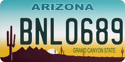 AZ license plate BNL0689