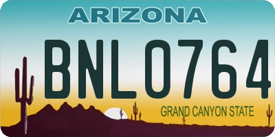 AZ license plate BNL0764