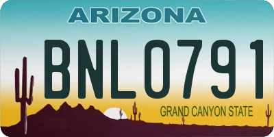 AZ license plate BNL0791