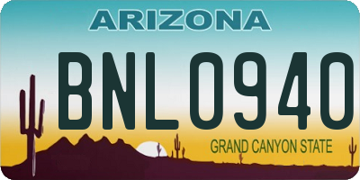 AZ license plate BNL0940