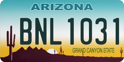 AZ license plate BNL1031