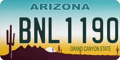 AZ license plate BNL1190