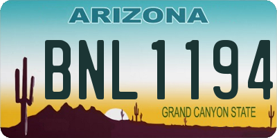 AZ license plate BNL1194