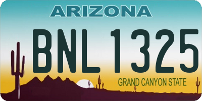 AZ license plate BNL1325
