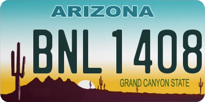 AZ license plate BNL1408