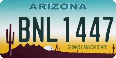 AZ license plate BNL1447